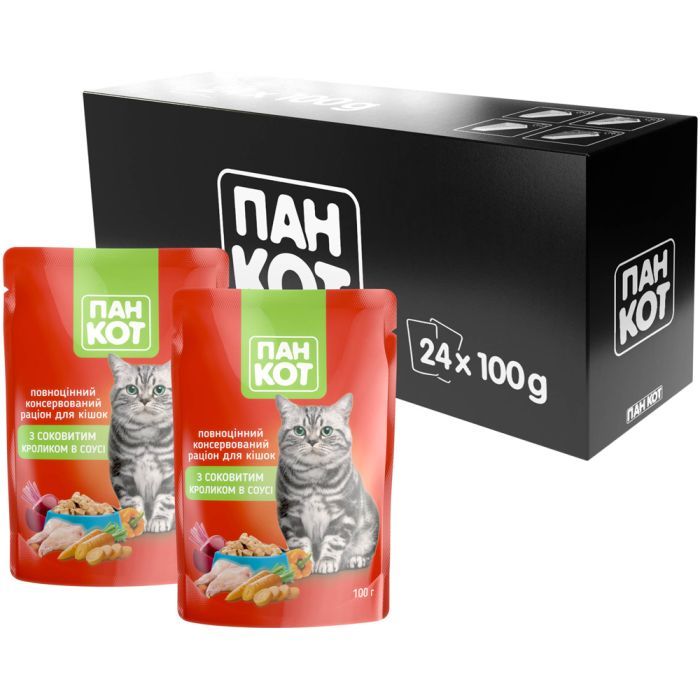 Влажный корм для кошек Пан Кот кролик в соусе 100 г (4820111141036) изображение 3