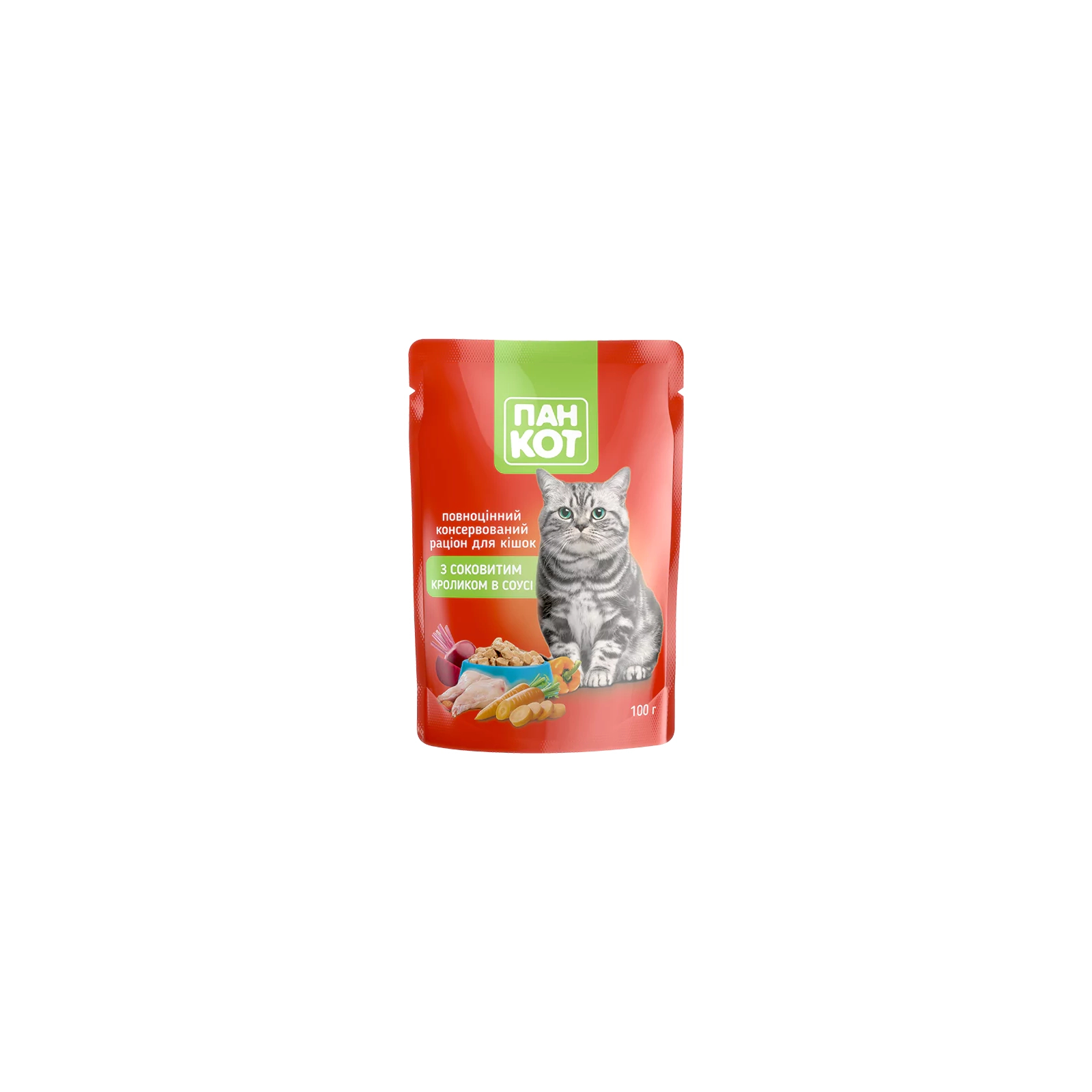 Влажный корм для кошек Пан Кот кролик в соусе 100 г (4820111141036)