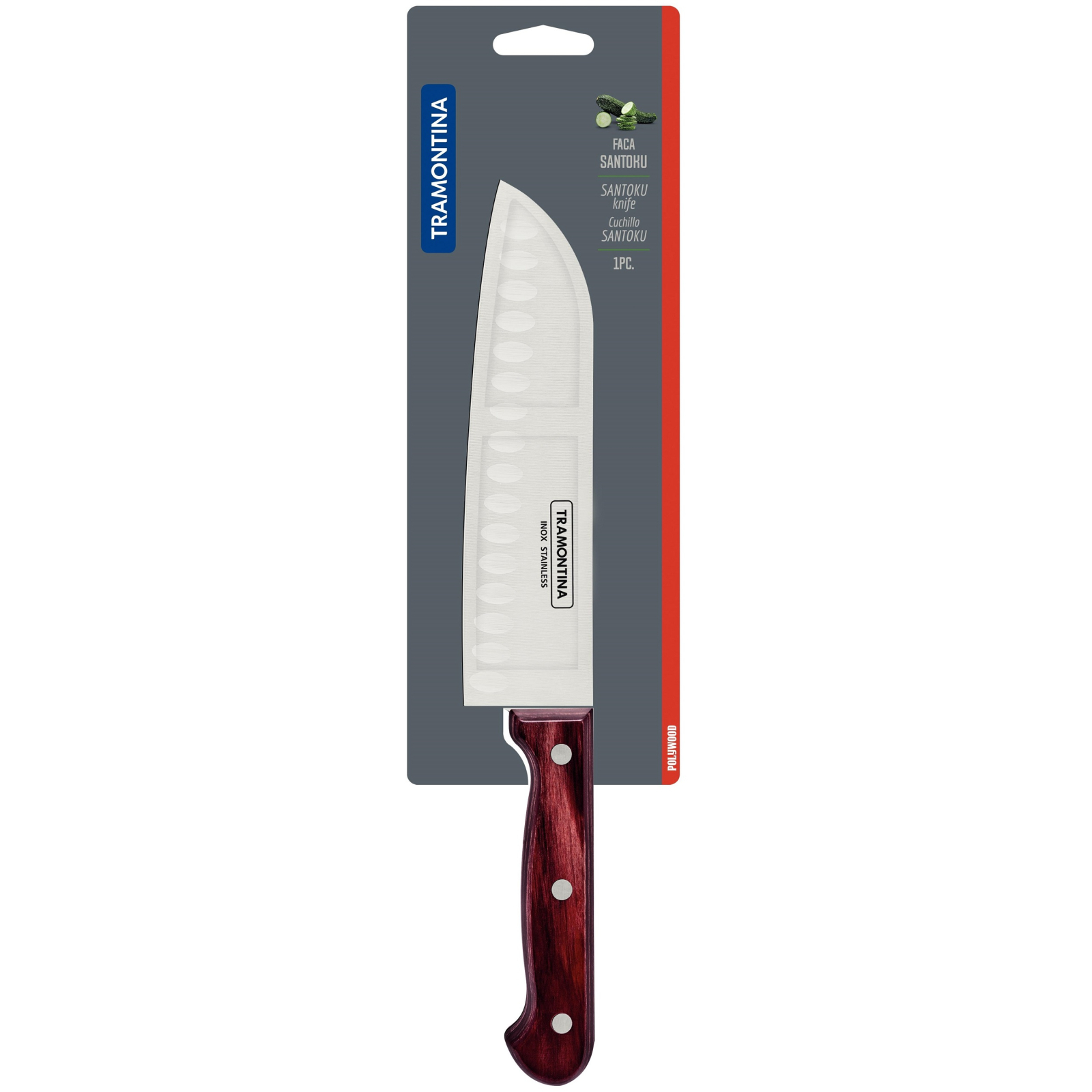 Кухонный нож Tramontina Polywood Сантоку 178 мм Червоне Дерево (21179/177) изображение 2