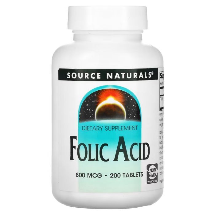Витамин Source Naturals Фолиевая кислота, 800 мкг, Folic Acid, 200 таблеток (SN1327)