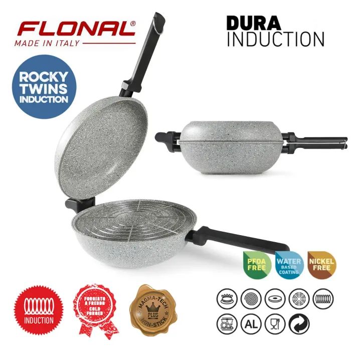 Сковорода Flonal Dura Induction Rocky Twins 28 см подвійна з решіткою (RKIWP2830) изображение 7