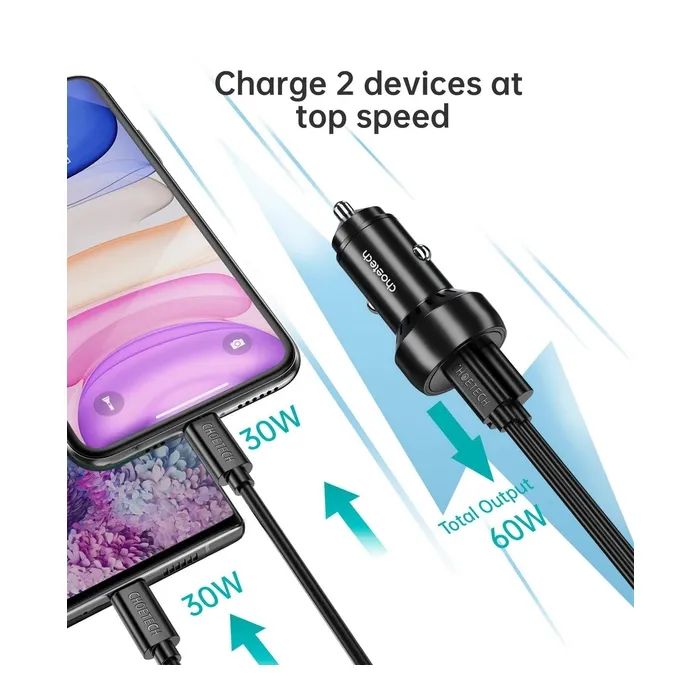 Зарядное устройство Choetech USB-C+USB-A 60W QC3.0/PD/PPS black (TC0014-BK) изображение 5