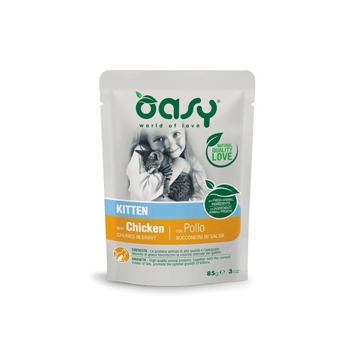 Вологий корм для кішок OASY Kitten з куркою 85 г (8053017343686)