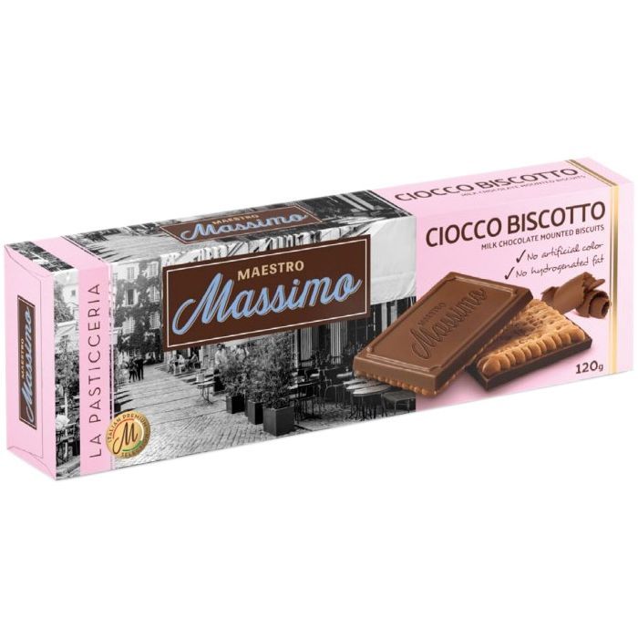 Печенье Maestro Massimo Ciocco Biscotto Milk с молочным шоколадом 120 г (8050705430444)