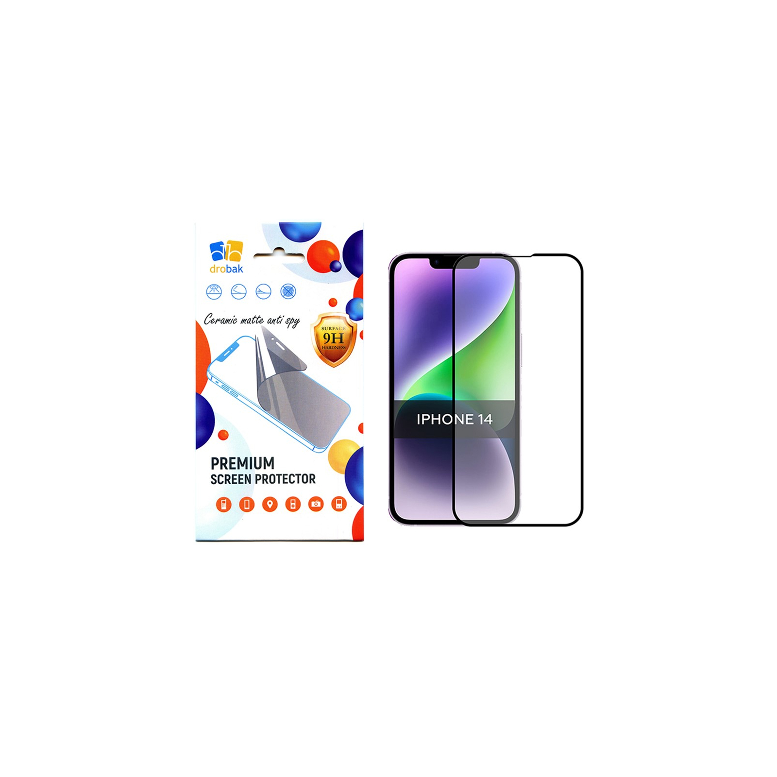 Стекло защитное Drobak Matte Ceramics Anty Spy Apple iPhone 14 (535328)