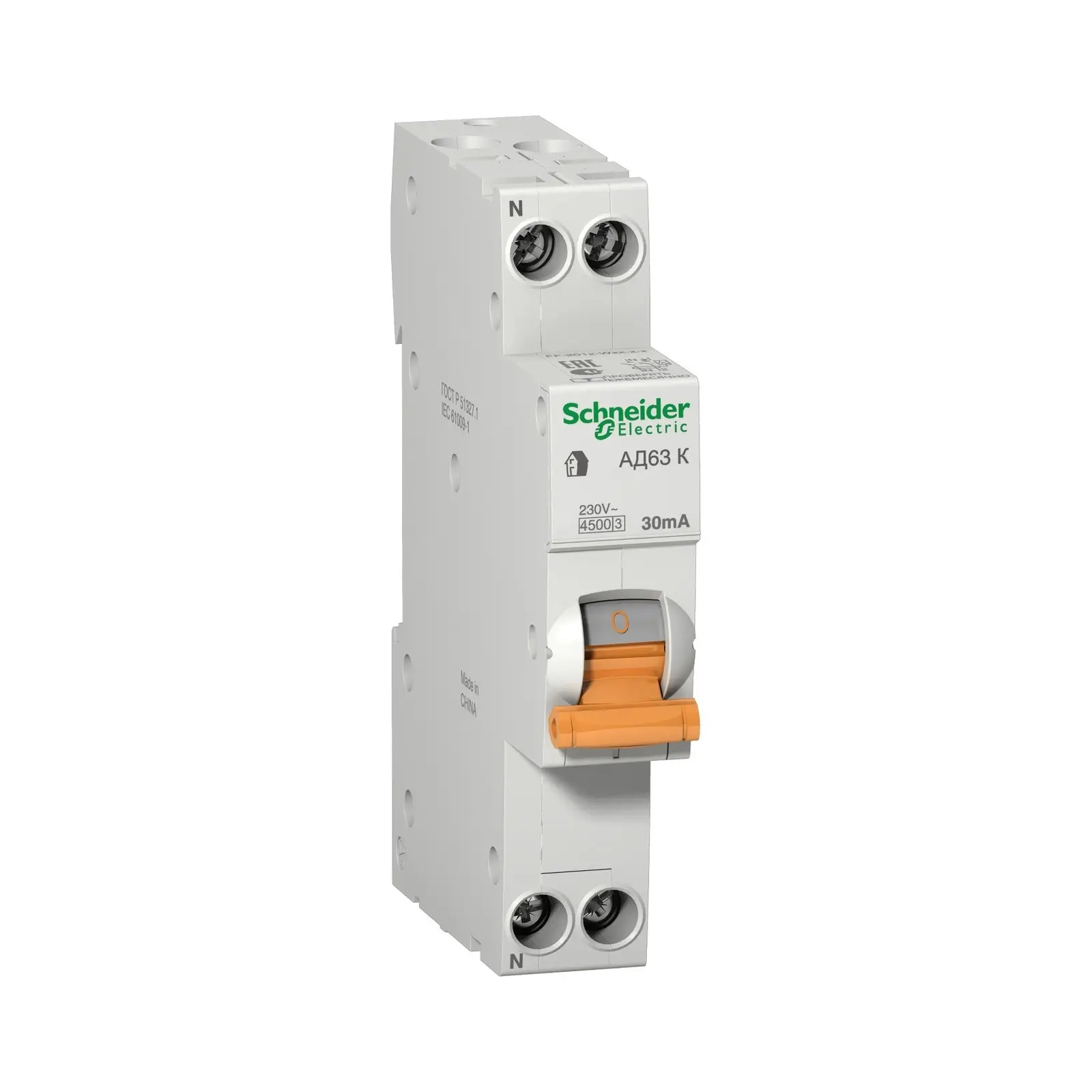 Дифференциальный автоматический выключатель Schneider Electric АД63К 1П+Н 32A 30MA C 18мм (12525)