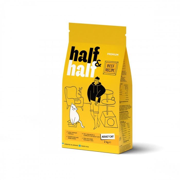 Сухой корм для кошек Half&Half с говядиной 300 г (4820261920956)