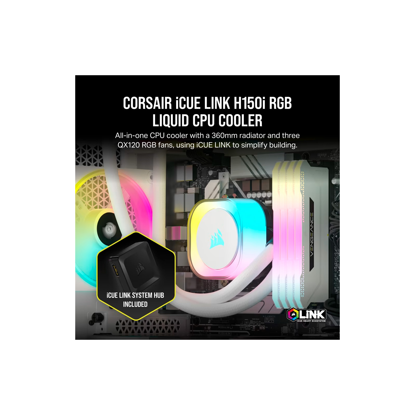Система рідинного охолодження Corsair iCUE Link H150i RGB (CW-9061006-WW) зображення 10