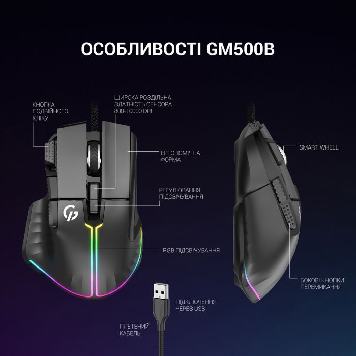 Мышка GamePro GM500B RGB USB Black (GM500B) изображение 9