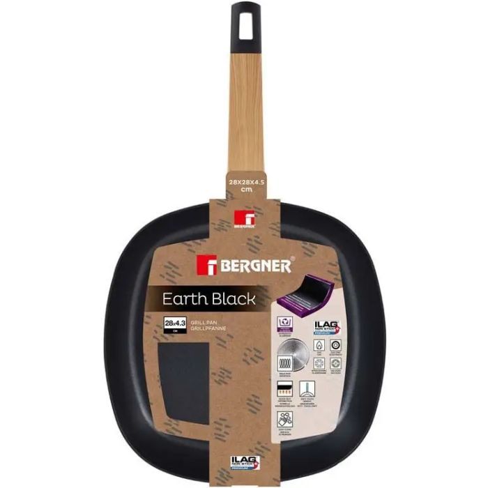 Сковорода Bergner Гриль Earth Black 28 см (BG-34625-BK) изображение 4