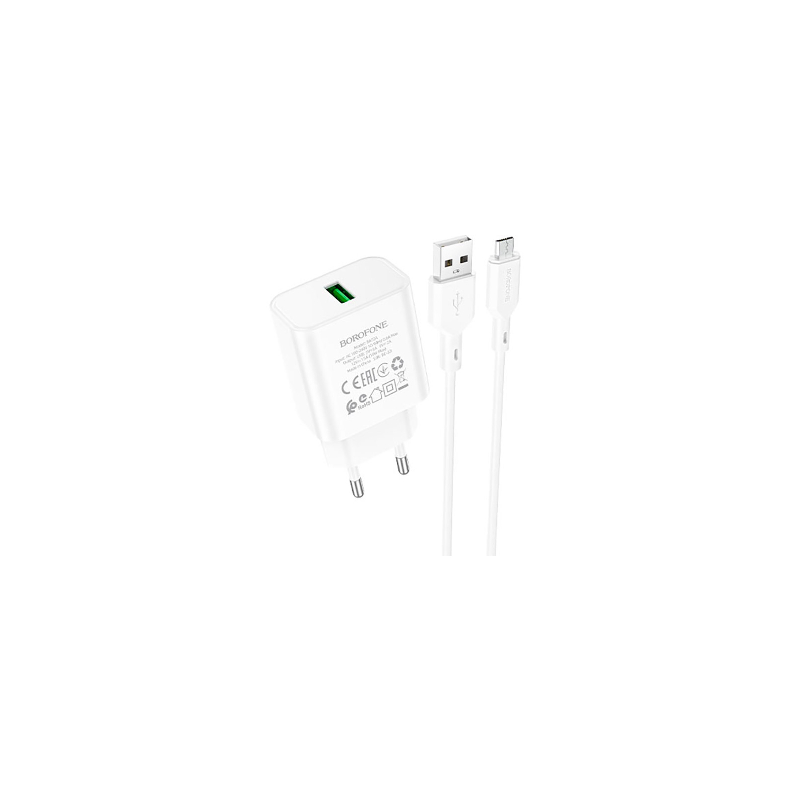Зарядний пристрій BOROFONE BA72A charger set (Micro) White (BA72AMW)
