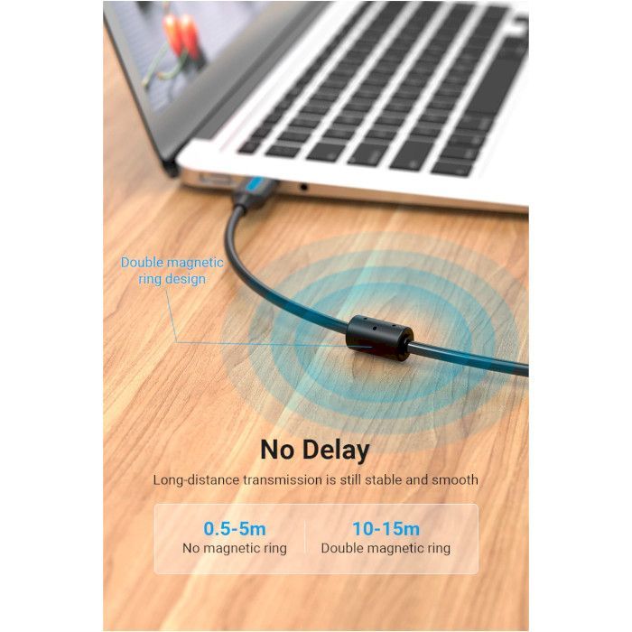 Кабель для принтера USB 2.0 AM/BM 2.0m 480Mbps PVC black Vention (COQBH) изображение 4