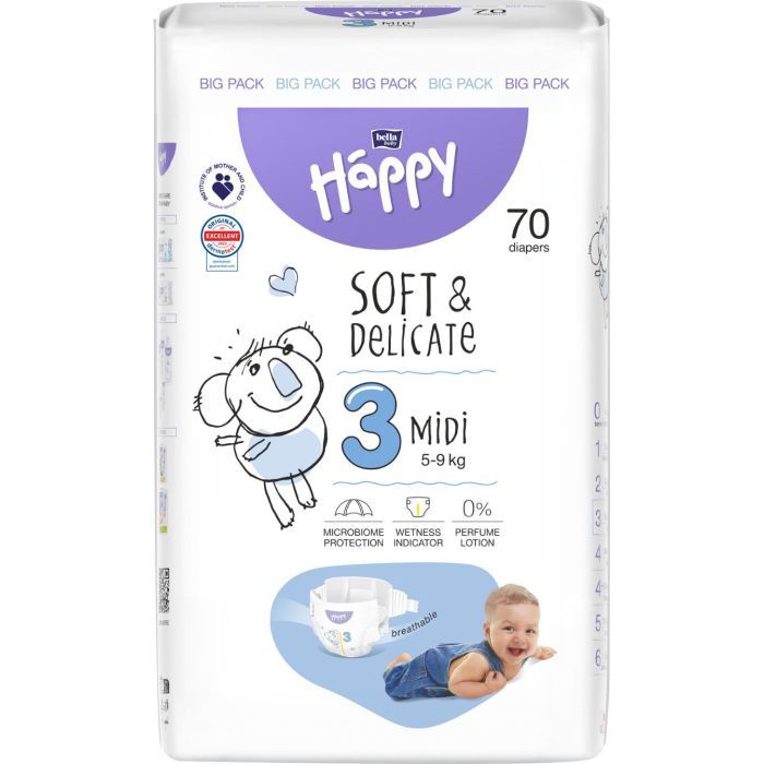 Подгузники Bella Happy 3 Midi 5-9 кг 70 шт (5900516605407)