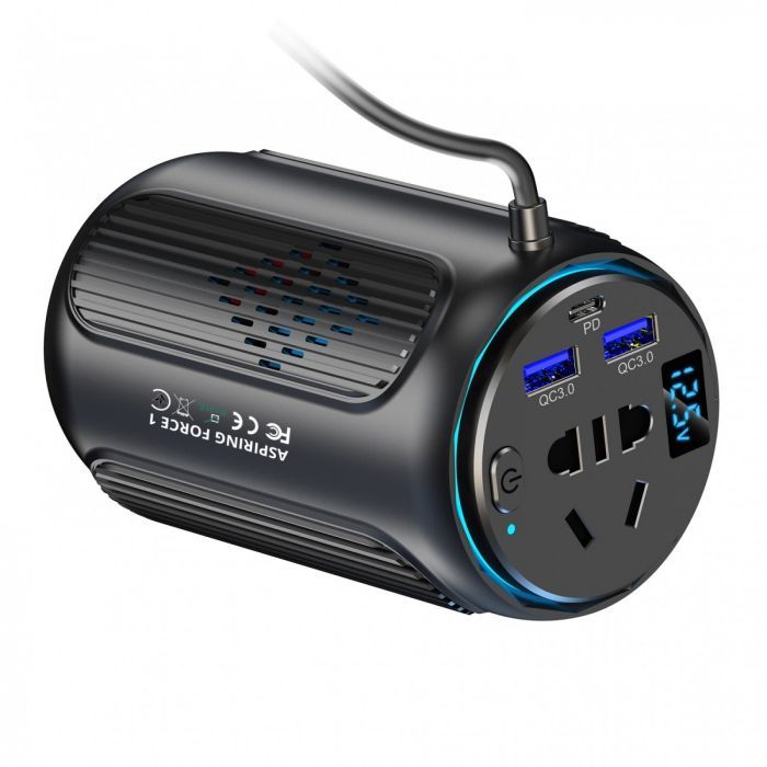 Автомобільний інвертор 12V/220V Force1 150W, PD20W Aspiring (FC.150) зображення 3