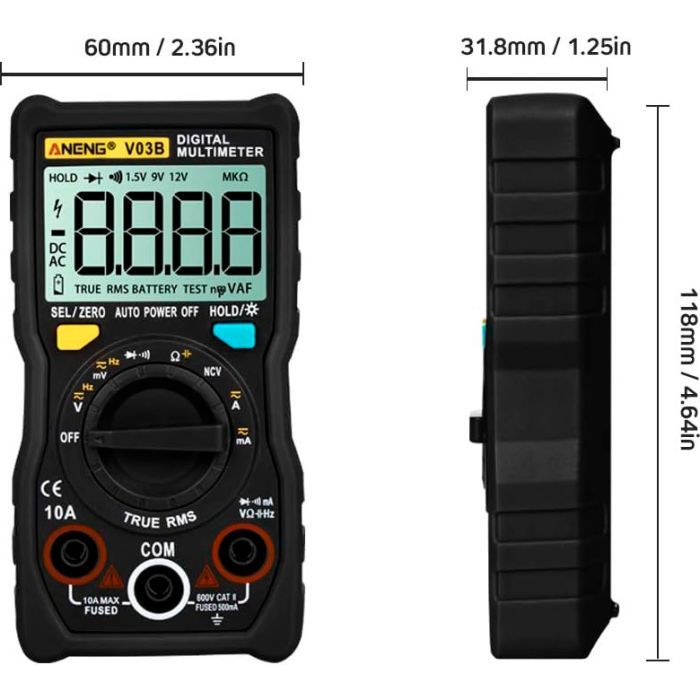 Цифровой мультиметр ANENG AN-V03B, V, A, R, F, з ємнісним діодом (AN-V03B) изображение 2