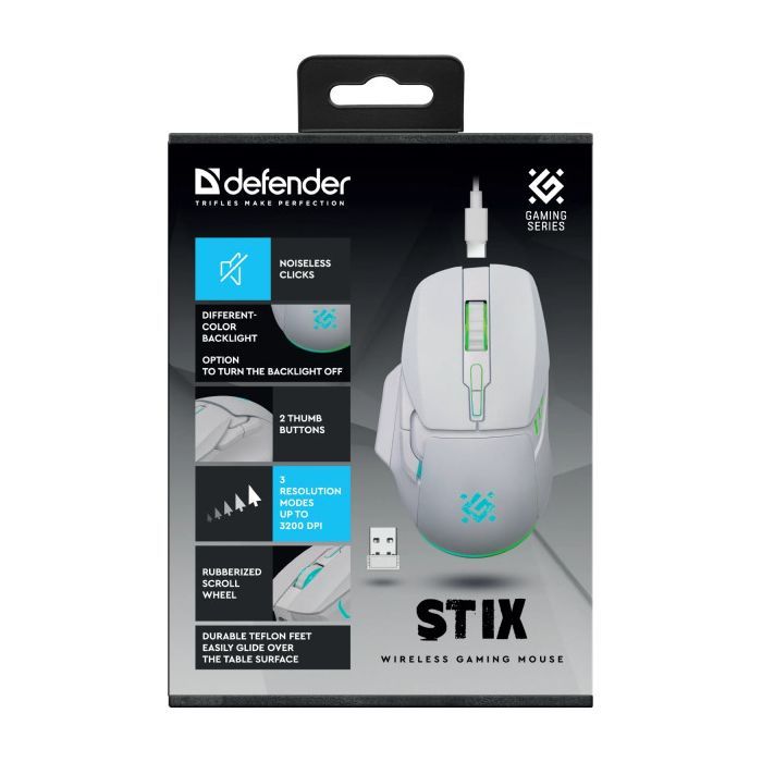 Мишка Defender Stix GM-009 LED Wireless White (52009) зображення 6
