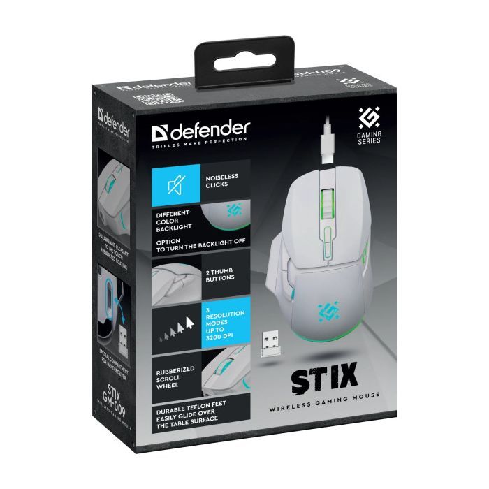 Мишка Defender Stix GM-009 LED Wireless White (52009) зображення 7