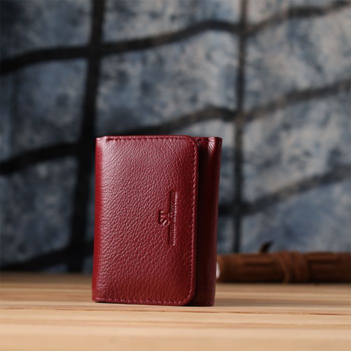 Гаманець ST Leather З натуральної шкіри Бордовий (23077) зображення 9