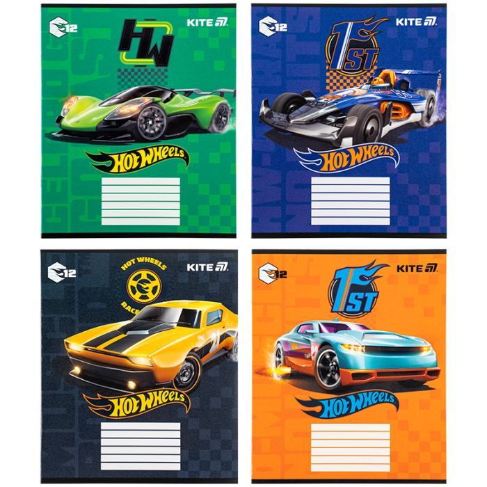 Тетрадь Kite Hot Wheels, 12 листов, косая линия (HW25-235)