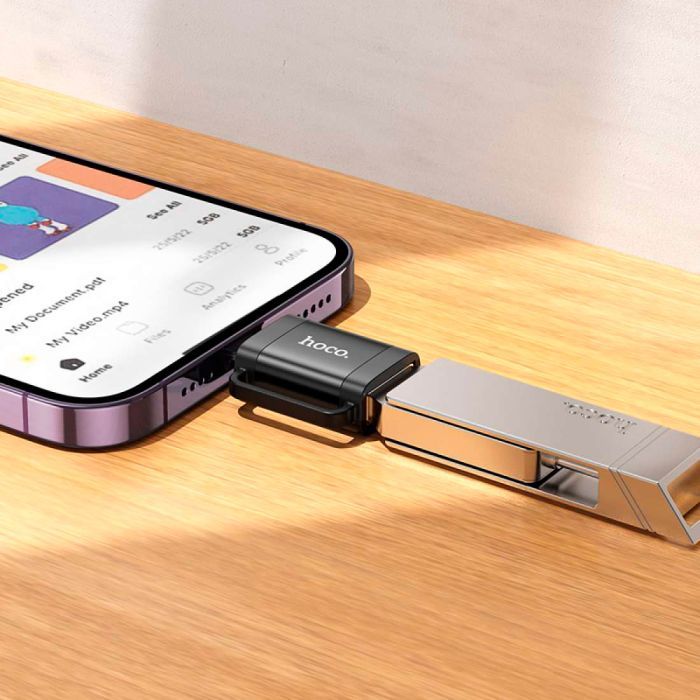 Переходник UA31A Lightning M to USB F OTG Black HOCO (6942007628082) изображение 5