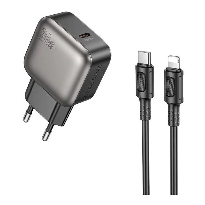 Зарядний пристрій BOROFONE BAS53A Absolute USB-C PD20W + cable USB-C to Lightning Black (6941991116186)