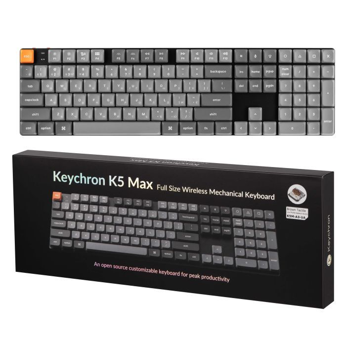Клавіатура Keychron K5 Max Gateron MX 2.0 Red White Led QMK Wireless/Bluetooth/USB-А UA Black (K5M-A1-UA) зображення 9