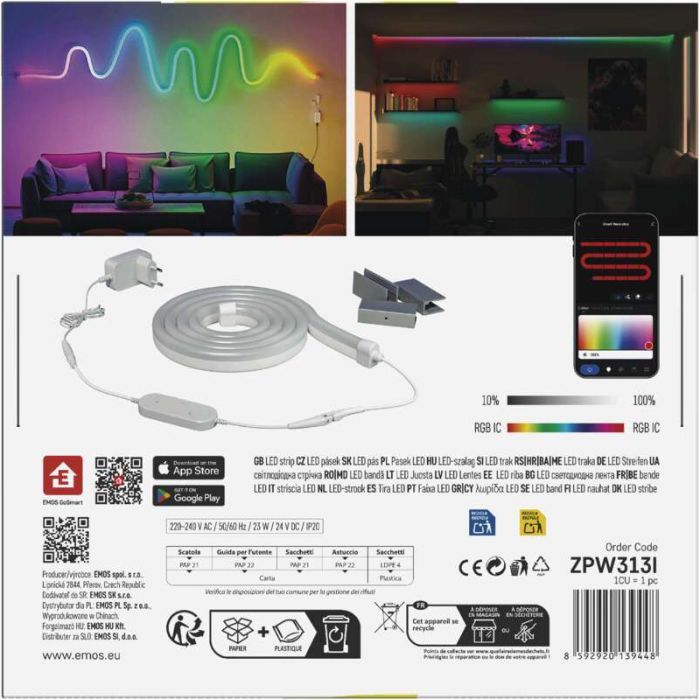 Світлодіодна стрічка EMOS ZPW313I NEON white 3 m 24 Вт RGBIC WiFi (ZPW313I) зображення 5
