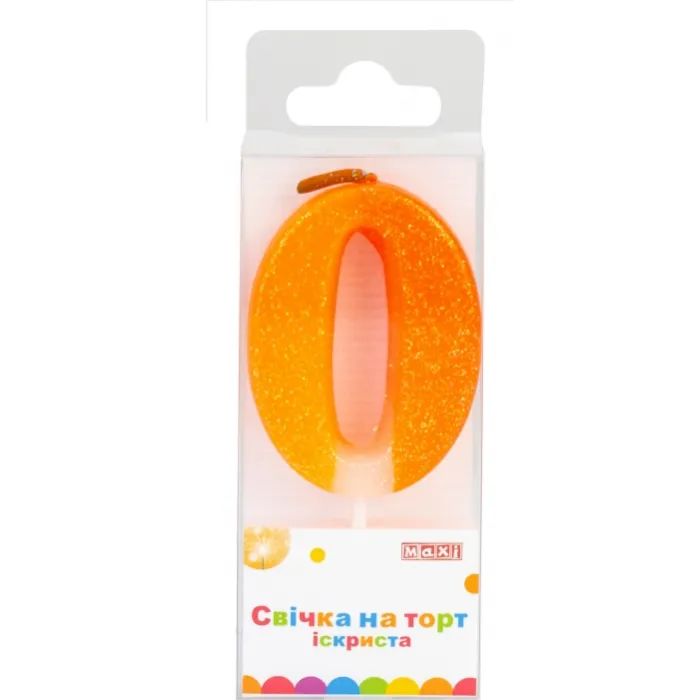 Свеча Maxi "0" із блискітками, що іскриться, 4,5 см, на торт (MX622081-0)