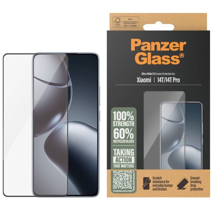 Стекло защитное PANZERGLASS Xiaomi 14T | 14T Pro Ultra-Wide Fit (PG_PGRNUWFG58319)
