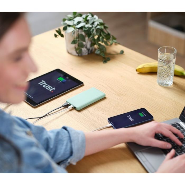 Батарея універсальна Trust 10000mAh Primo ECO, 2хUSB-A/USB-C, 15W, green (25029_TRUST) зображення 6