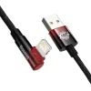 Дата кабель USB 2.0 AM to Lightning 1.0m 2.4A 90° corner black/red Baseus (CAVP000020) изображение 3