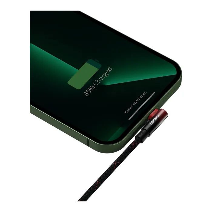 Дата кабель USB 2.0 AM to Lightning 1.0m 2.4A 90° corner black/red Baseus (CAVP000020) изображение 5