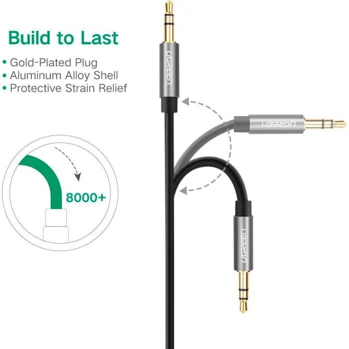 Кабель мультимедійний 3.5mm M to 3.5mm M 0.5m AV119 black Ugreen (10732) зображення 7