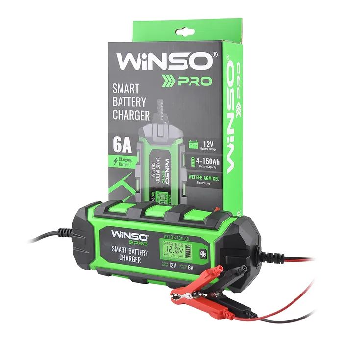 Зарядний пристрій для автомобільного акумулятора WINSO PRO LCD 6A, 12V, 4-150Ah (139510) зображення 2