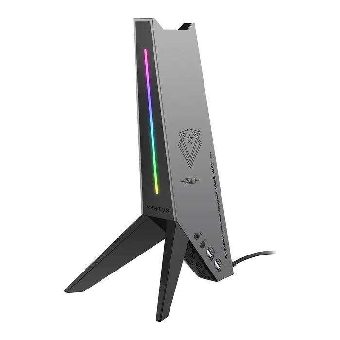 Подставка для гарнитуры Vertux USB 2.0 to 2xUSB 2.0 + AUX 3.5mm + stand black (zulu.black)