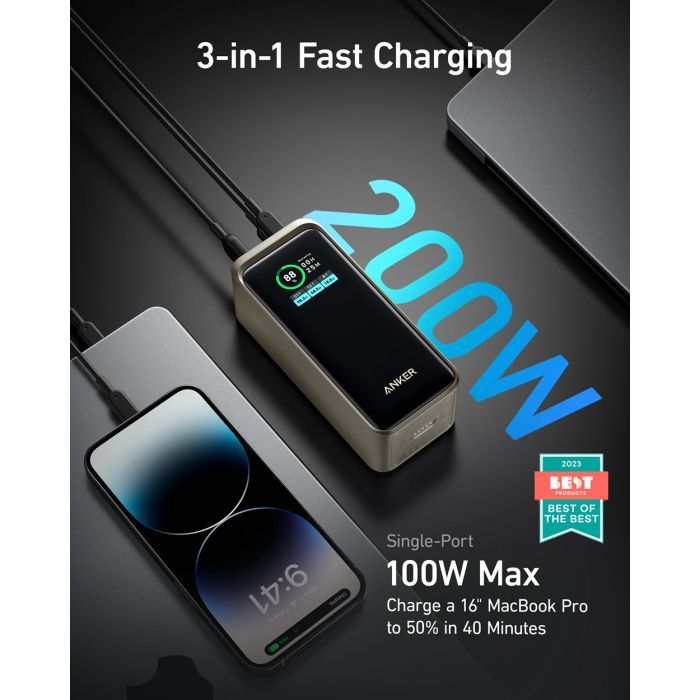 Батарея универсальная Anker Prime 20000mAh, 200W, PD, black (A1336011) изображение 4