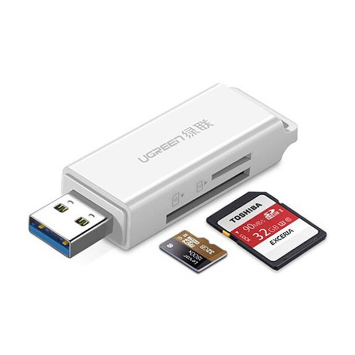 Считыватель флеш-карт Ugreen USB 3.0 to TF + SD CM104 White (40753) изображение 2