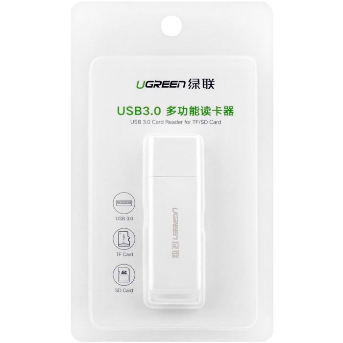 Считыватель флеш-карт Ugreen USB 3.0 to TF + SD CM104 White (40753) изображение 3