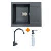 Мийка кухонна Adamant Minimal графіт + змішувач + дозатор (1824296902313)