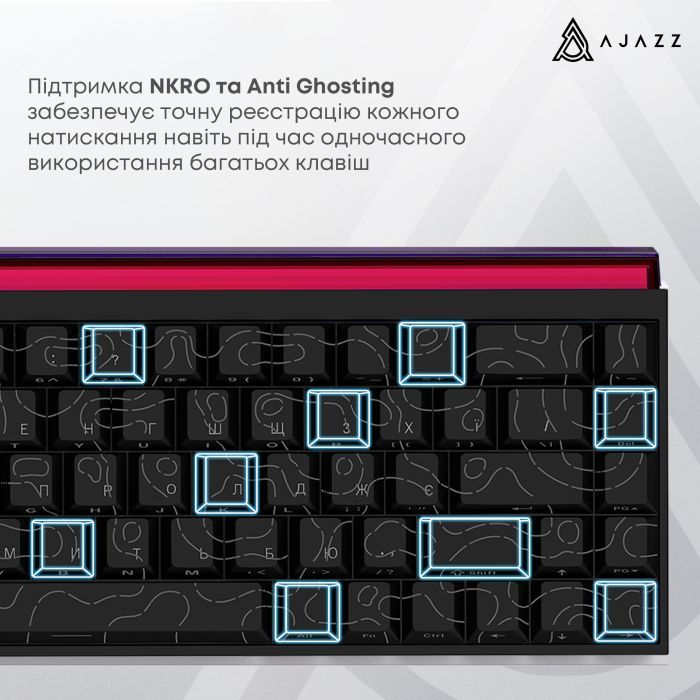 Клавіатура Ajazz NK68 Red Switch USB UA Black (NK68-R-S-B) зображення 12