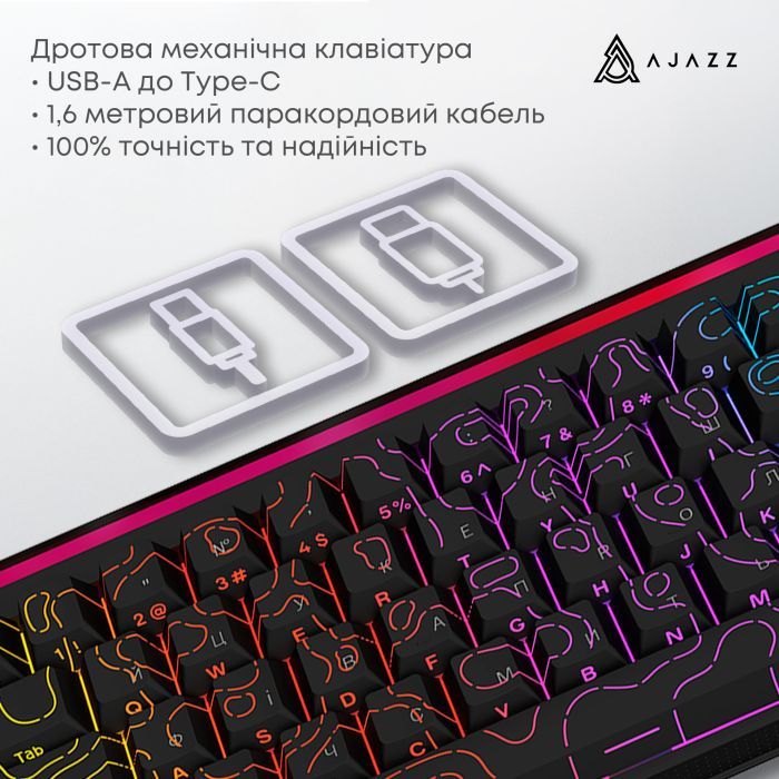 Клавіатура Ajazz NK68 Red Switch USB UA Black (NK68-R-S-B) зображення 7
