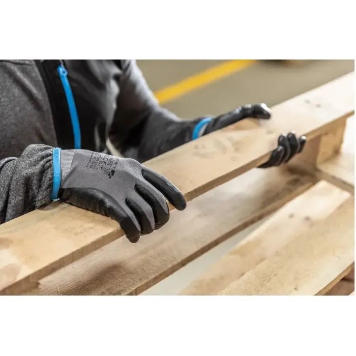 Защитные перчатки Hoegert BODE HT5K762-11 из нейлона/спандекса покрыты микропенным нитрилом темно-серые, 11 (HT5K762-11) изображение 3