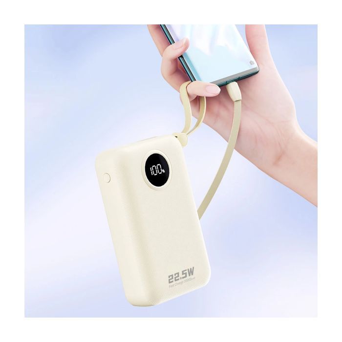 Батарея універсальна Dudao 20000mAh K14+ 22.5W, PD, QC, USB-A, USB-C(In/Out), with built-in USB-C/Lightning cables, White (6977196680023) зображення 4
