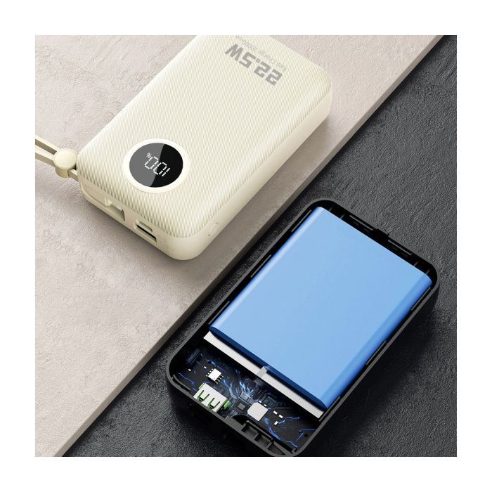 Батарея універсальна Dudao 20000mAh K14+ 22.5W, PD, QC, USB-A, USB-C(In/Out), with built-in USB-C/Lightning cables, White (6977196680023) зображення 8