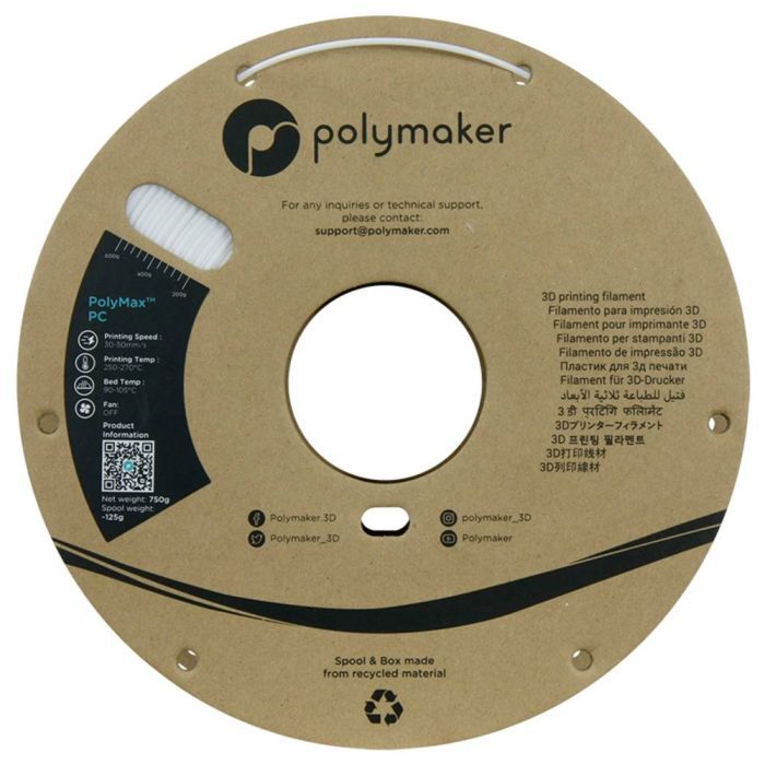 Пластик для 3D-принтера Polymaker PC PolyMax TOUGH 1,75mm 0,75kg BLACK (PC02001) изображение 2