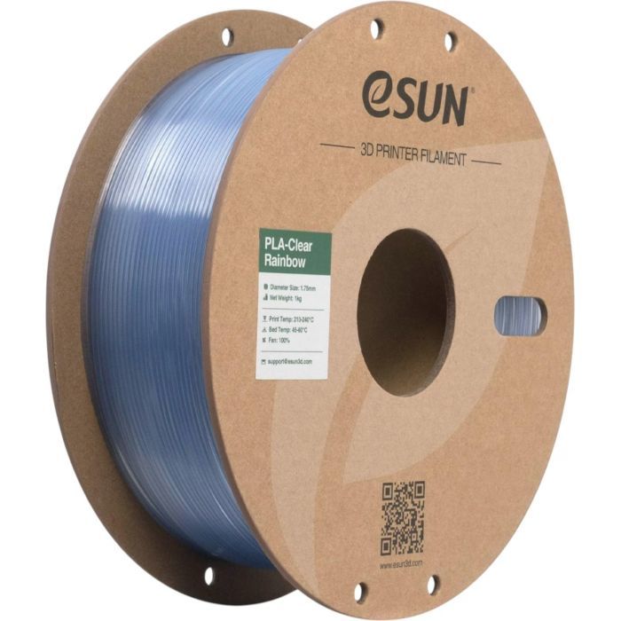 Пластик для 3D-принтера eSUN PLA Clear Rainbow 1,75mm 1kg FLAME-Crystal (PLA-CLRB175O-CF1P1)