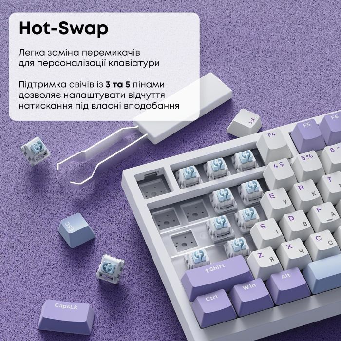 Клавіатура Ajazz AK820 Sea Salt Switch RGB USB-C UA White (AK820-SS-PWB) зображення 11