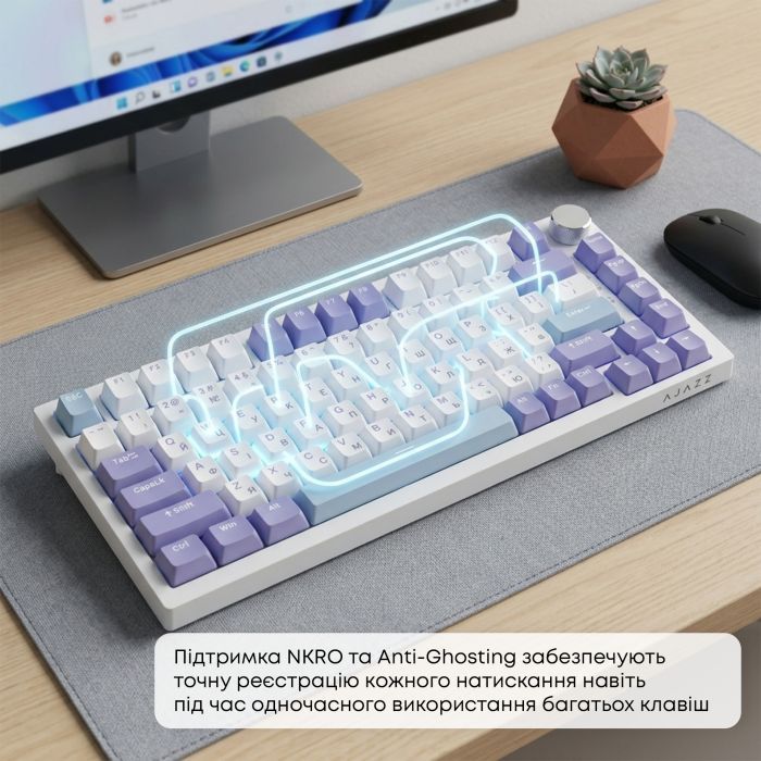 Клавіатура Ajazz AK820 Sea Salt Switch RGB USB-C UA White (AK820-SS-PWB) зображення 15