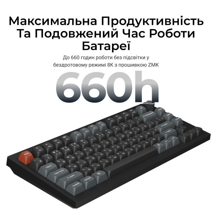 Клавіатура Keychron V1 Ultra Keychron Red Switch RGB UA Black (V1U-D1-UA) зображення 11