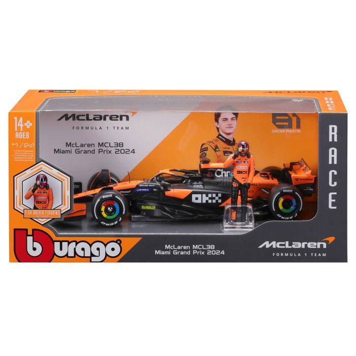 Масштабна модель автомобіля Bburago Автомодель з фігуркою - McLaren MCL38, 1:24 (18-28040) зображення 3